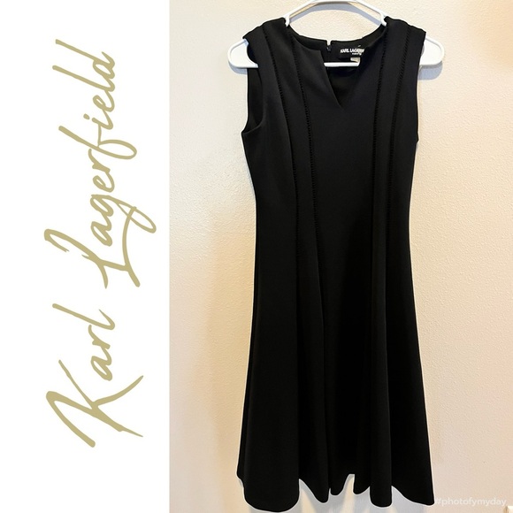 Karl Lagerfeld Dresses & Skirts - Karl Lagerfield Little Black Sheath V Neck Dress   (see measurements) EUC